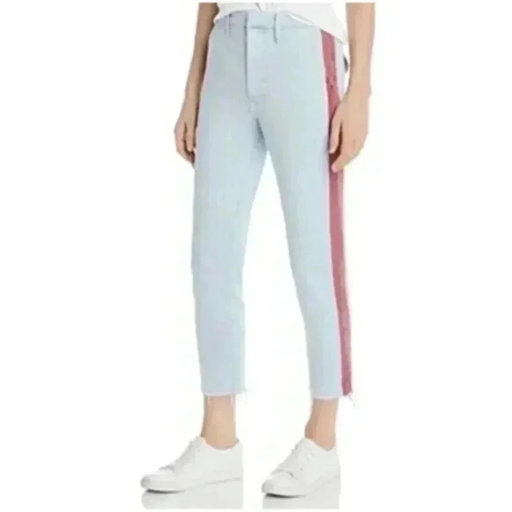 Mother Chino Pants Sz 26 The Shaker Prep Fray Blue Red Stripe